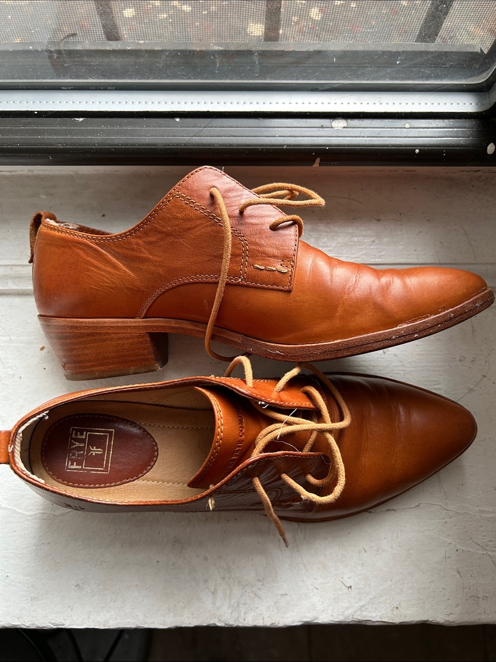 Frye Women's Leather Lace-Up Oxfords in Cognac